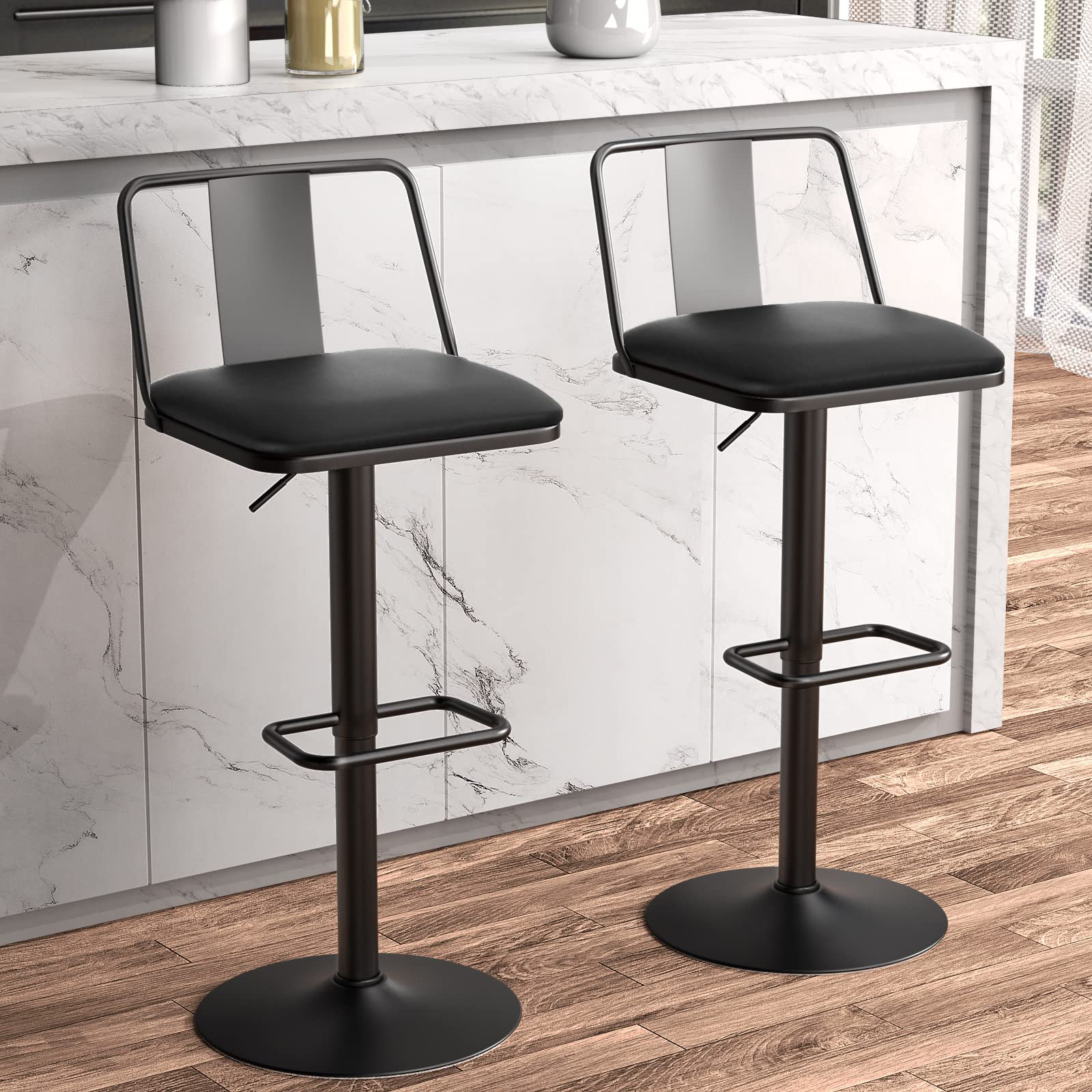 17 Stories Swivel Upholstered Adjustable Height Counter Stool With